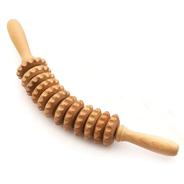 Curved Wooden Massage Roller Massager – Manual Body Tool for Cellulite, Muscle Relief & Lymphatic Drainage