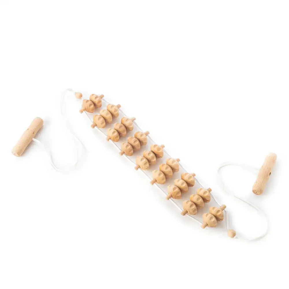 Handmade Wooden Back Massager Rope – 120 cm Long Manual Massage Roller for Stress Relief & Relaxation