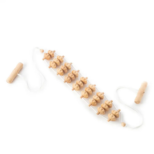 Handmade Wooden Back Massager Rope – 120 cm Long Manual Massage Roller for Stress Relief & Relaxation