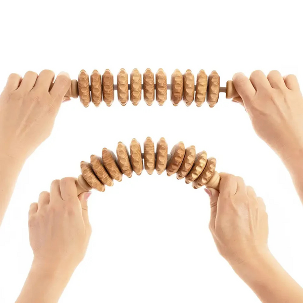 Flexi Wooden Massage Roller – Maderotherapy Self-Massager Tool for Lymphatic Drainage & Cellulite Reduction