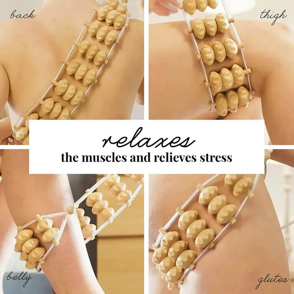 Handmade Wooden Back Massager Rope – 120 cm Long Manual Massage Roller for Stress Relief & Relaxation