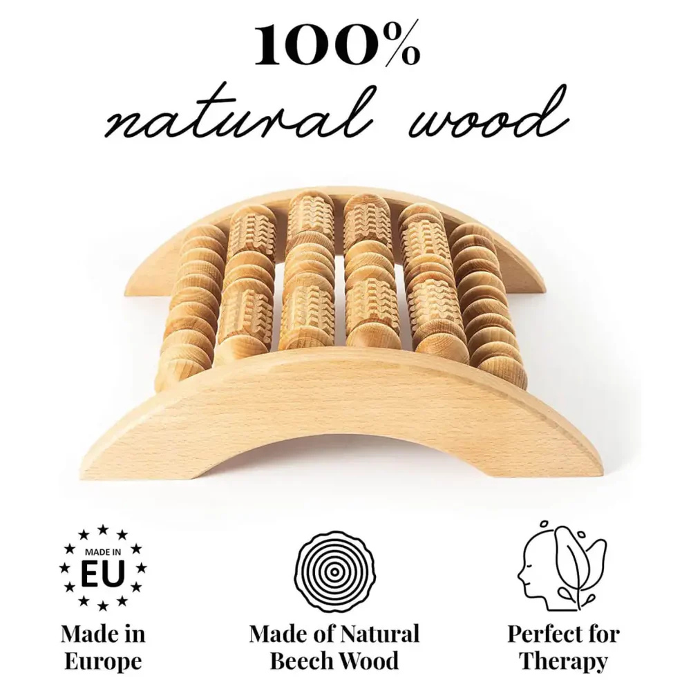 Wooden Foot Massager Roller – Manual Acupressure Tool for Foot Pain Relief & Relaxation