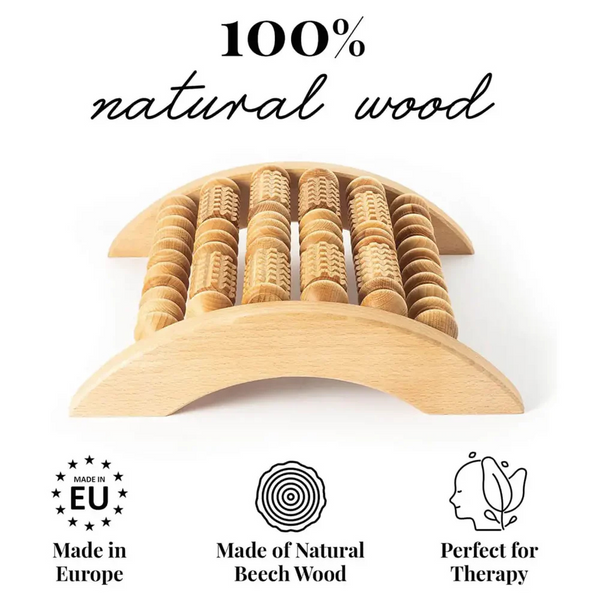 Wooden Foot Massager Roller – Manual Acupressure Tool for Foot Pain Relief & Relaxation