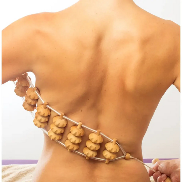 Handmade Wooden Back Massager Rope – 120 cm Long Manual Massage Roller for Stress Relief & Relaxation