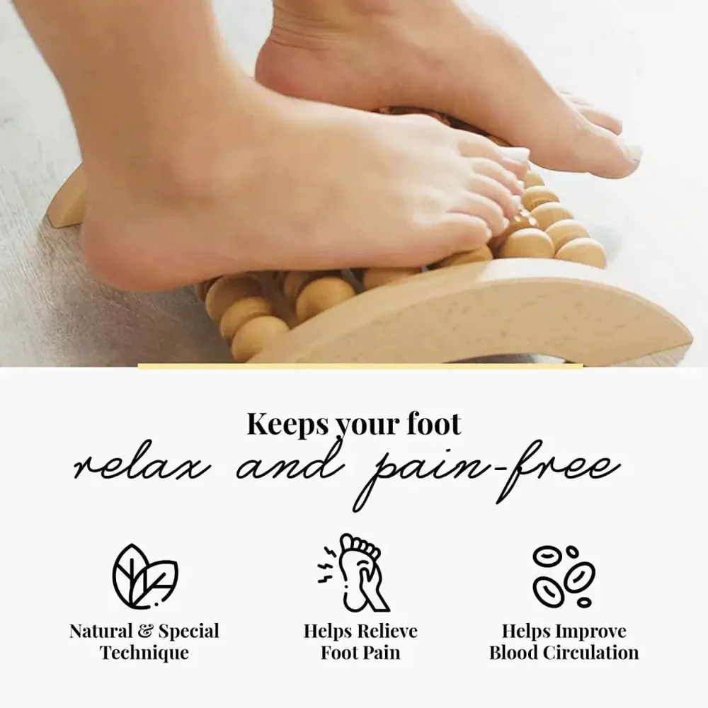 Wooden Foot Massager Roller – Manual Acupressure Tool for Foot Pain Relief & Relaxation