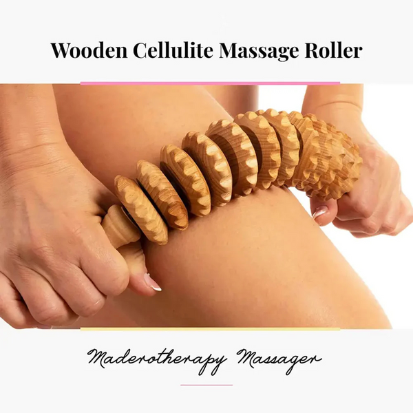 Flexi Wooden Massage Roller – Maderotherapy Self-Massager Tool for Lymphatic Drainage & Cellulite Reduction