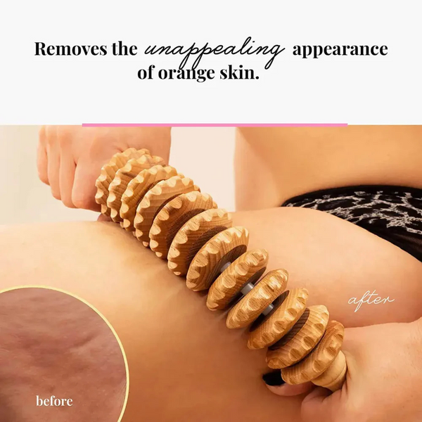 Curved Wooden Massage Roller Massager – Manual Body Tool for Cellulite, Muscle Relief & Lymphatic Drainage