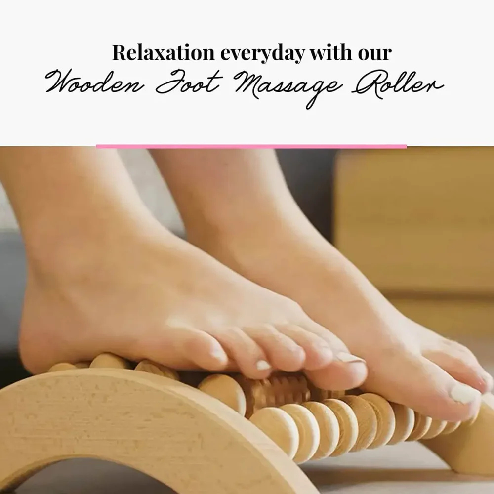 Wooden Foot Massager Roller – Manual Acupressure Tool for Foot Pain Relief & Relaxation