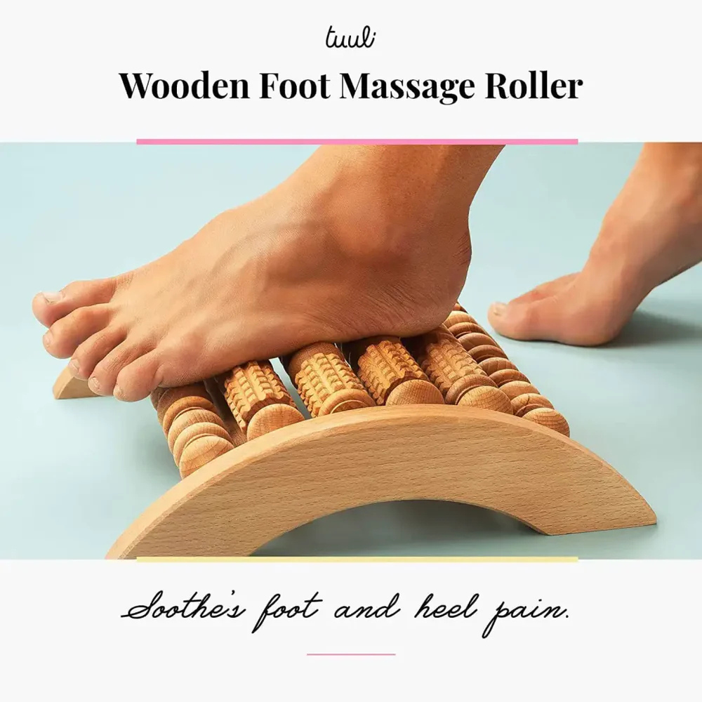 Wooden Foot Massager Roller – Manual Acupressure Tool for Foot Pain Relief & Relaxation