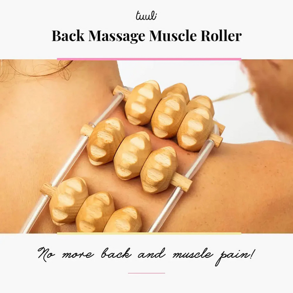 Handmade Wooden Back Massager Rope – 120 cm Long Manual Massage Roller for Stress Relief & Relaxation
