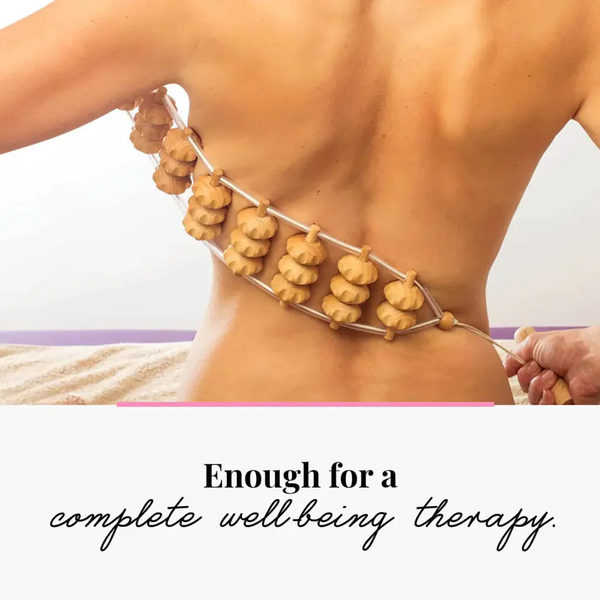 Handmade Wooden Back Massager Rope – 120 cm Long Manual Massage Roller for Stress Relief & Relaxation